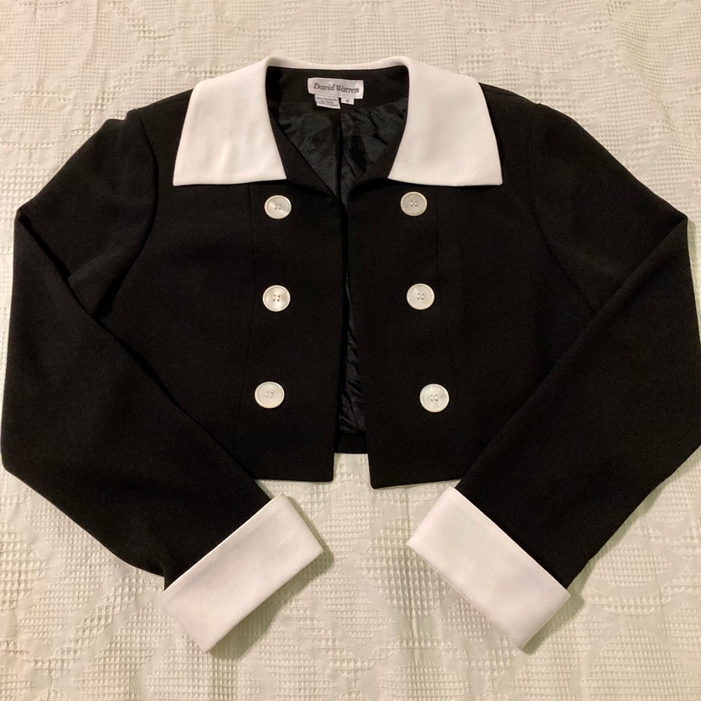 Cropped black David Warren blazer